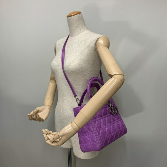 Dior Bag Lambskin Christian 2way   Lady Cannage Purple - Picture 3 of 9